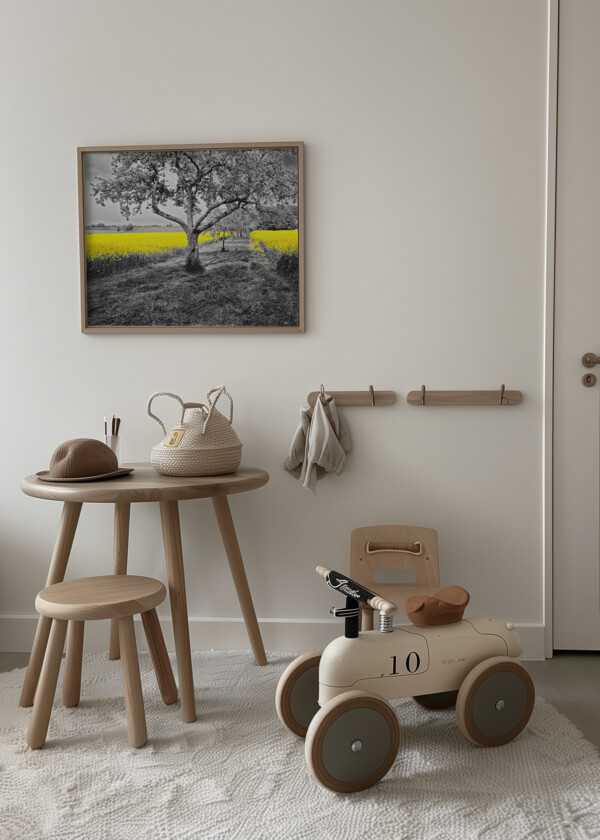 YELLOW RAPESEED IN GRAY LANDSCAPE