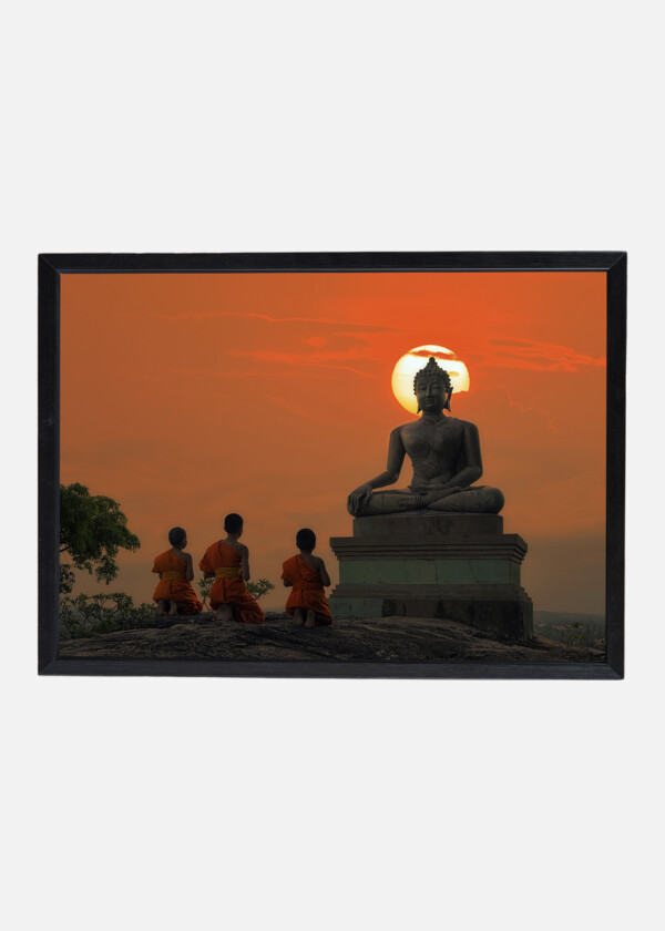 BUDDHA STATUE AND RED SKY