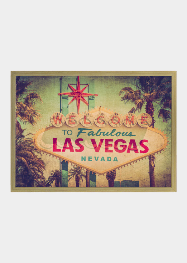 VINTAGE WELCOME TO FABULOUS LAS VEGAS SIGN WITH RETRO GRUNGE TEXTURE